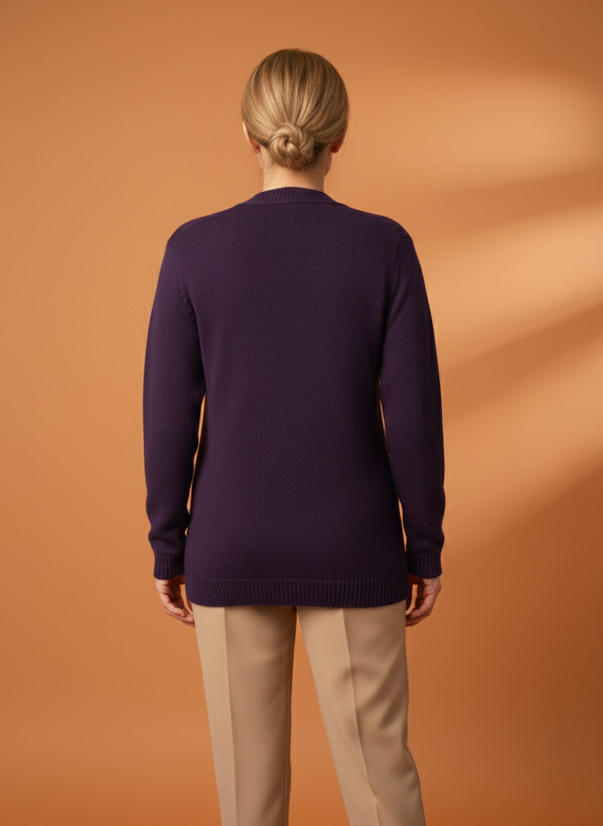 Kadın Düğmeli Anne Koyu Triko Hırka