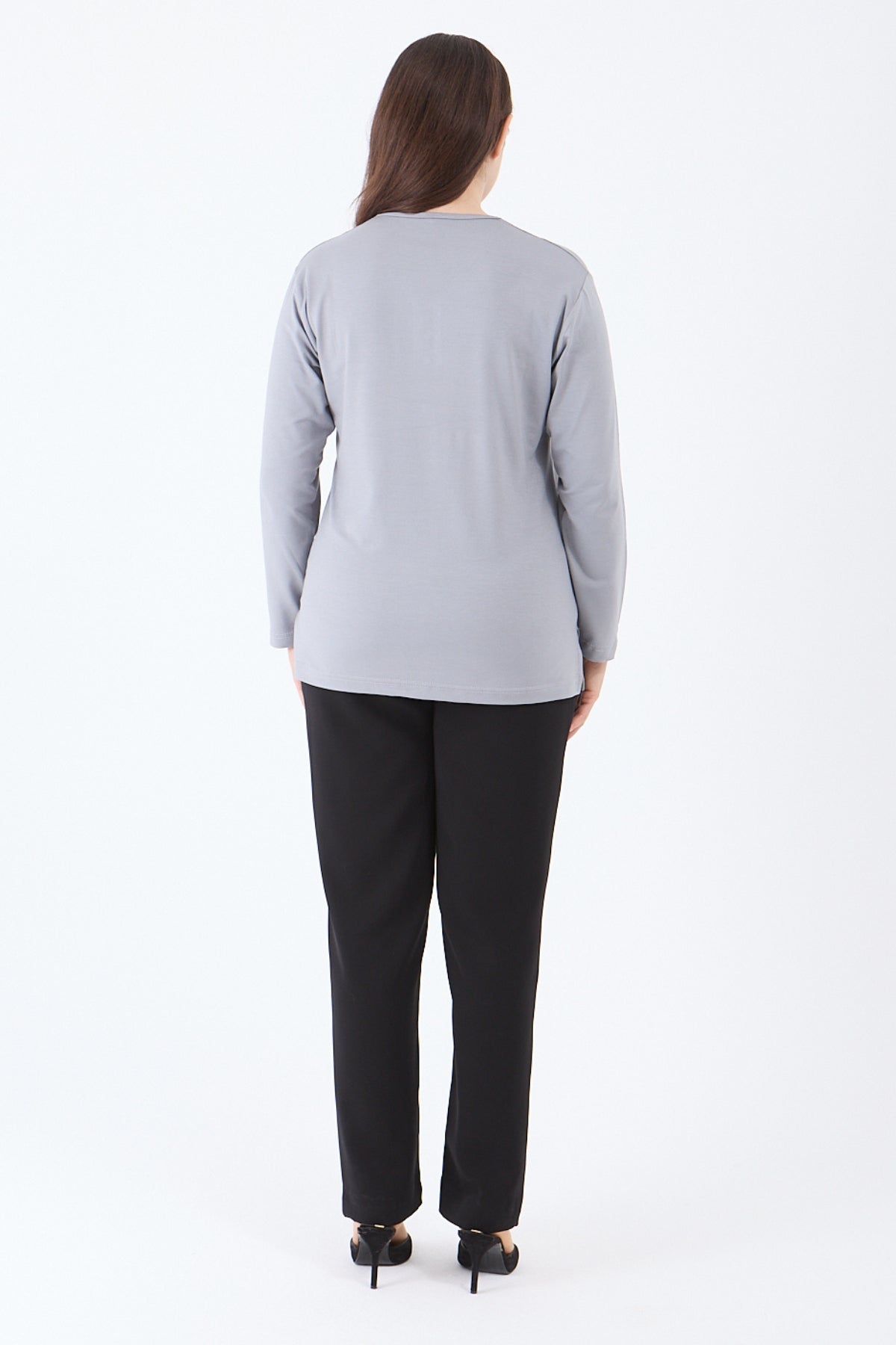 Kadın V Yaka Likralı Viskon Anne Penye Bluz