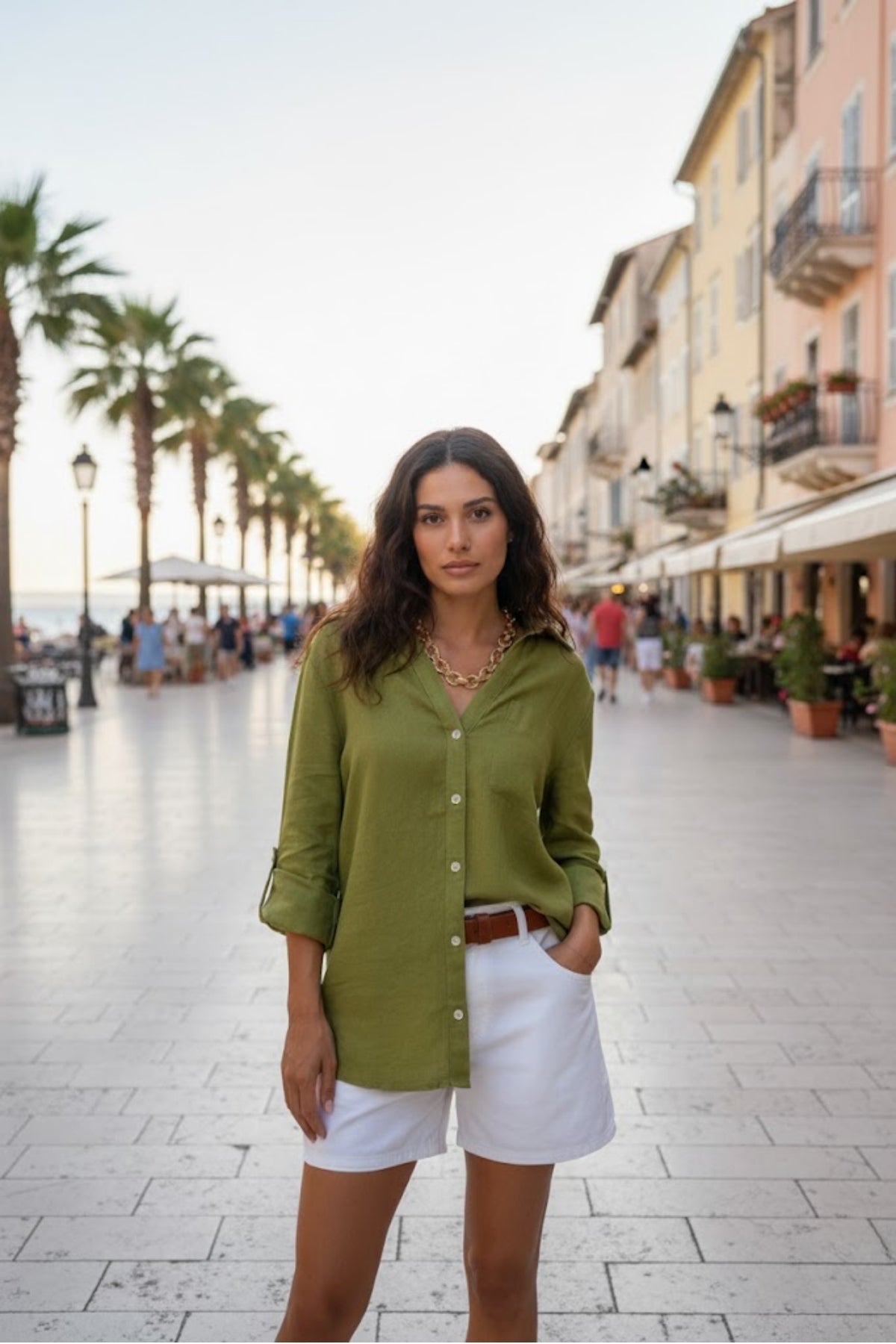 Kadın %100 Keten Relaxed Kalıp Gömlek