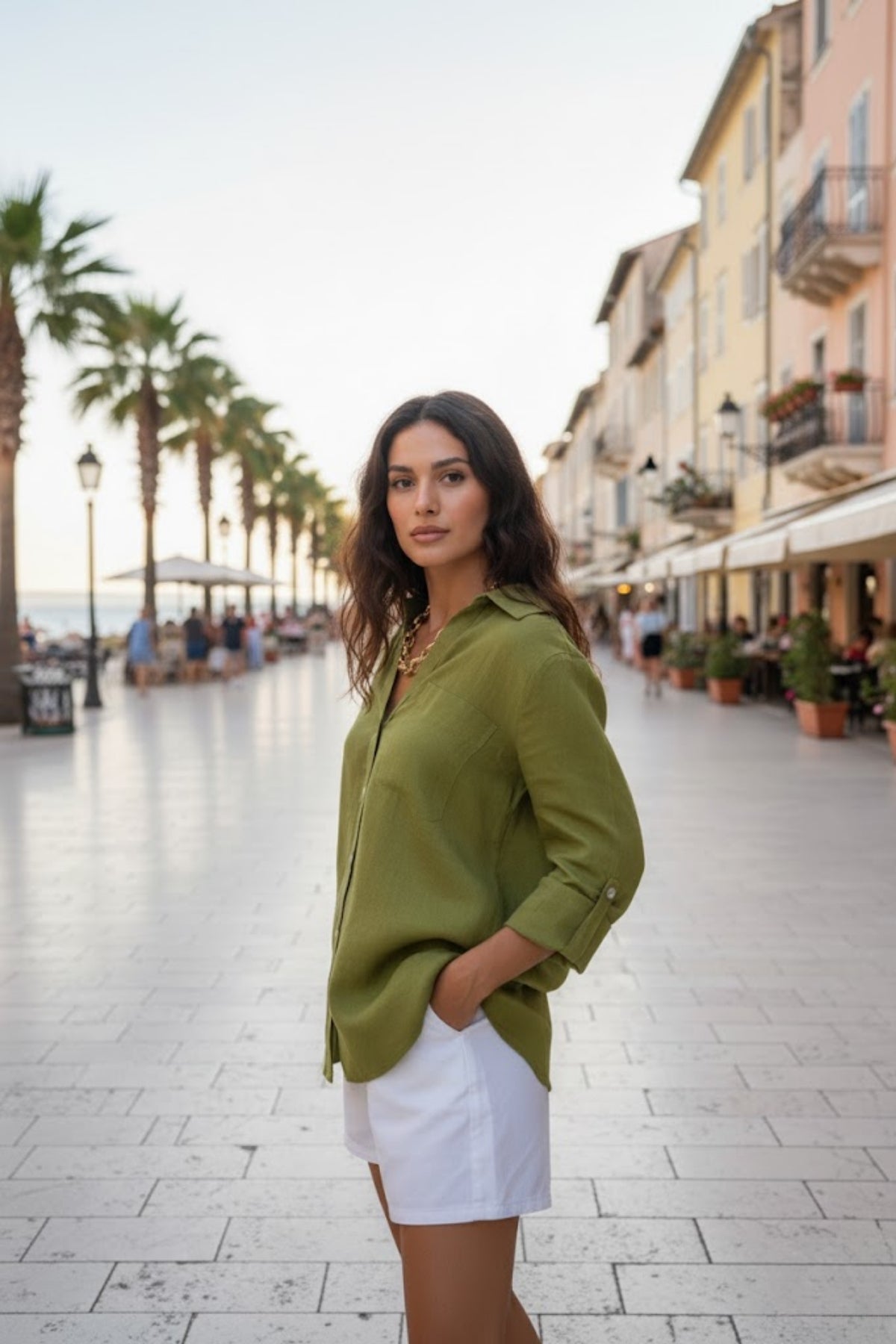 Kadın %100 Keten Relaxed Kalıp Gömlek