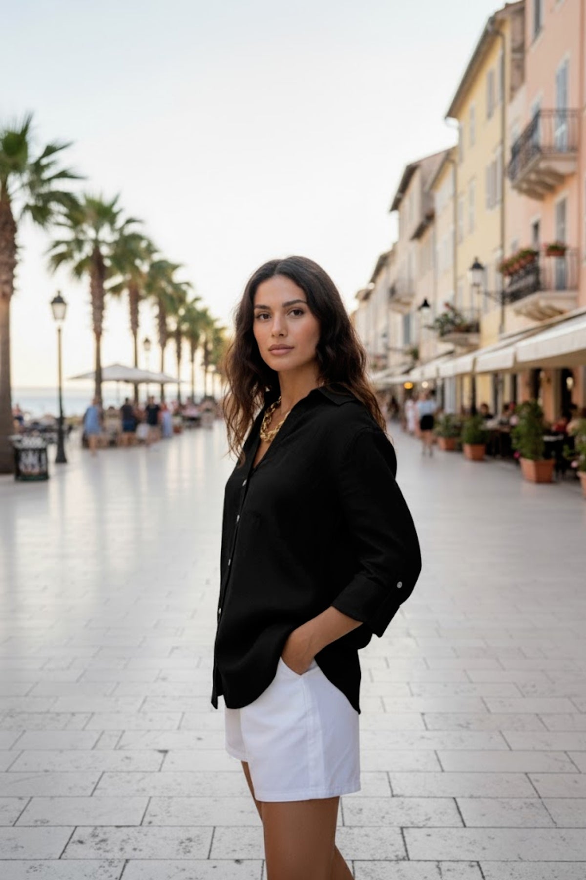 Kadın %100 Keten Relaxed Kalıp Gömlek