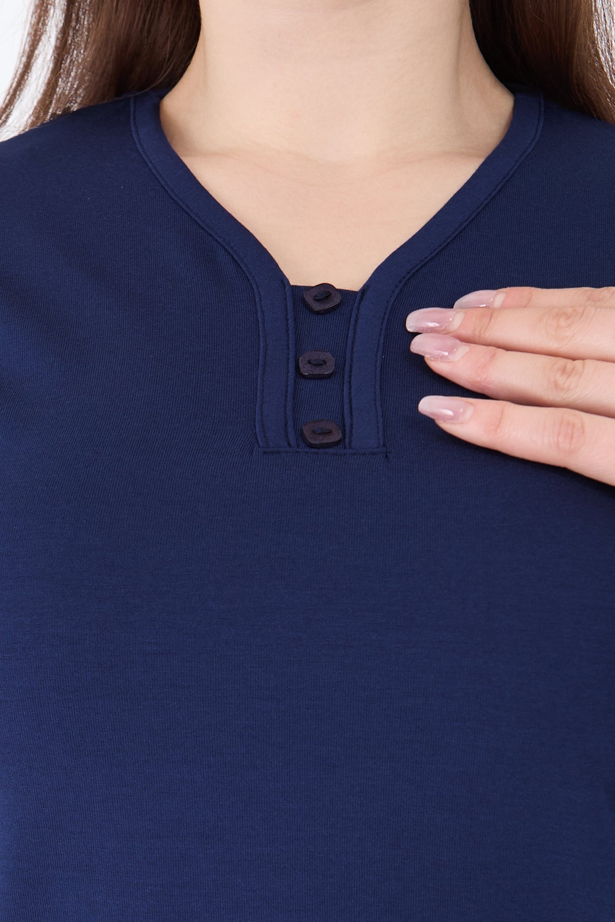 Kadın V Yaka Likralı Viskon Anne Penye Bluz