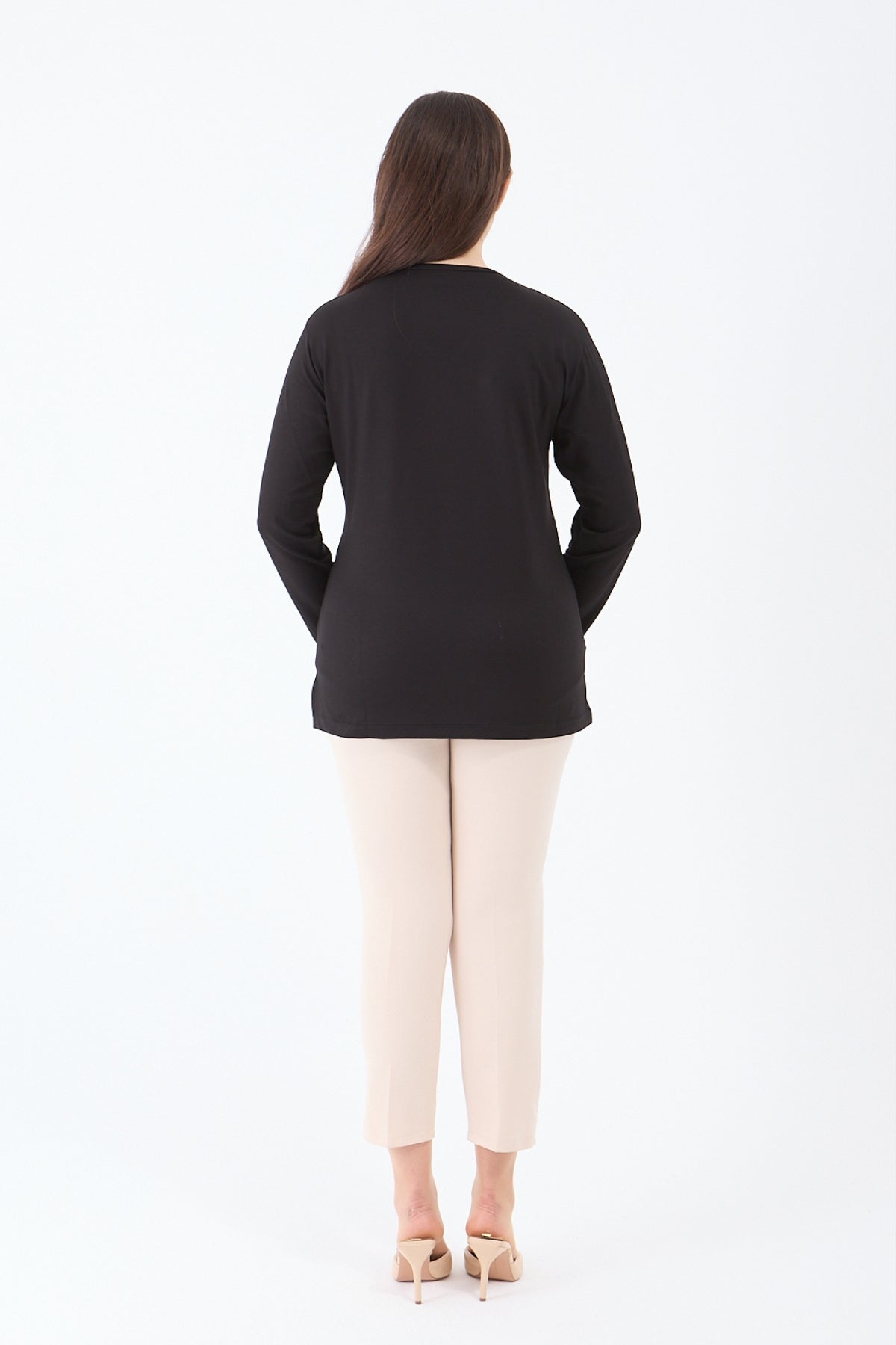 Kadın V Yaka Likralı Viskon Anne Penye Bluz