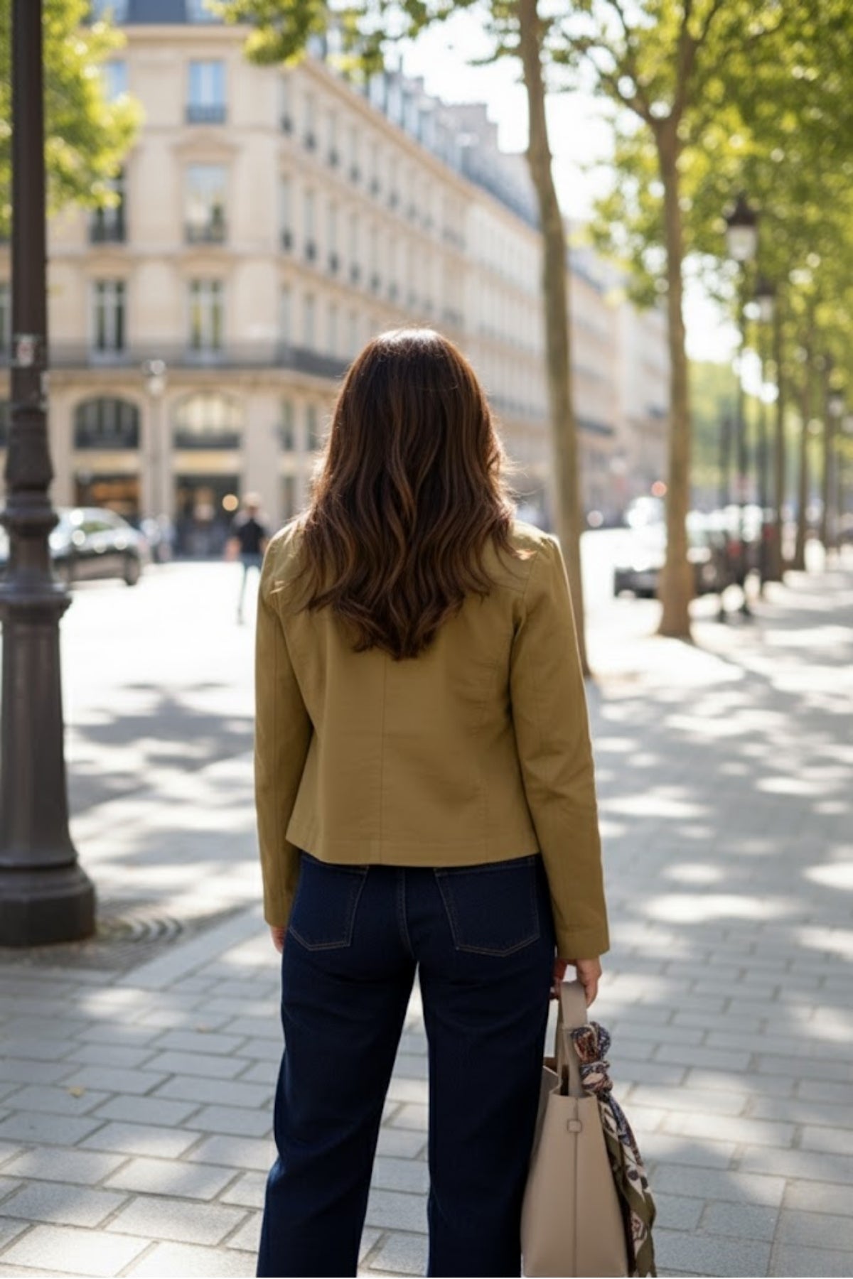 Kadın Likralı Cepli Haki Ceket