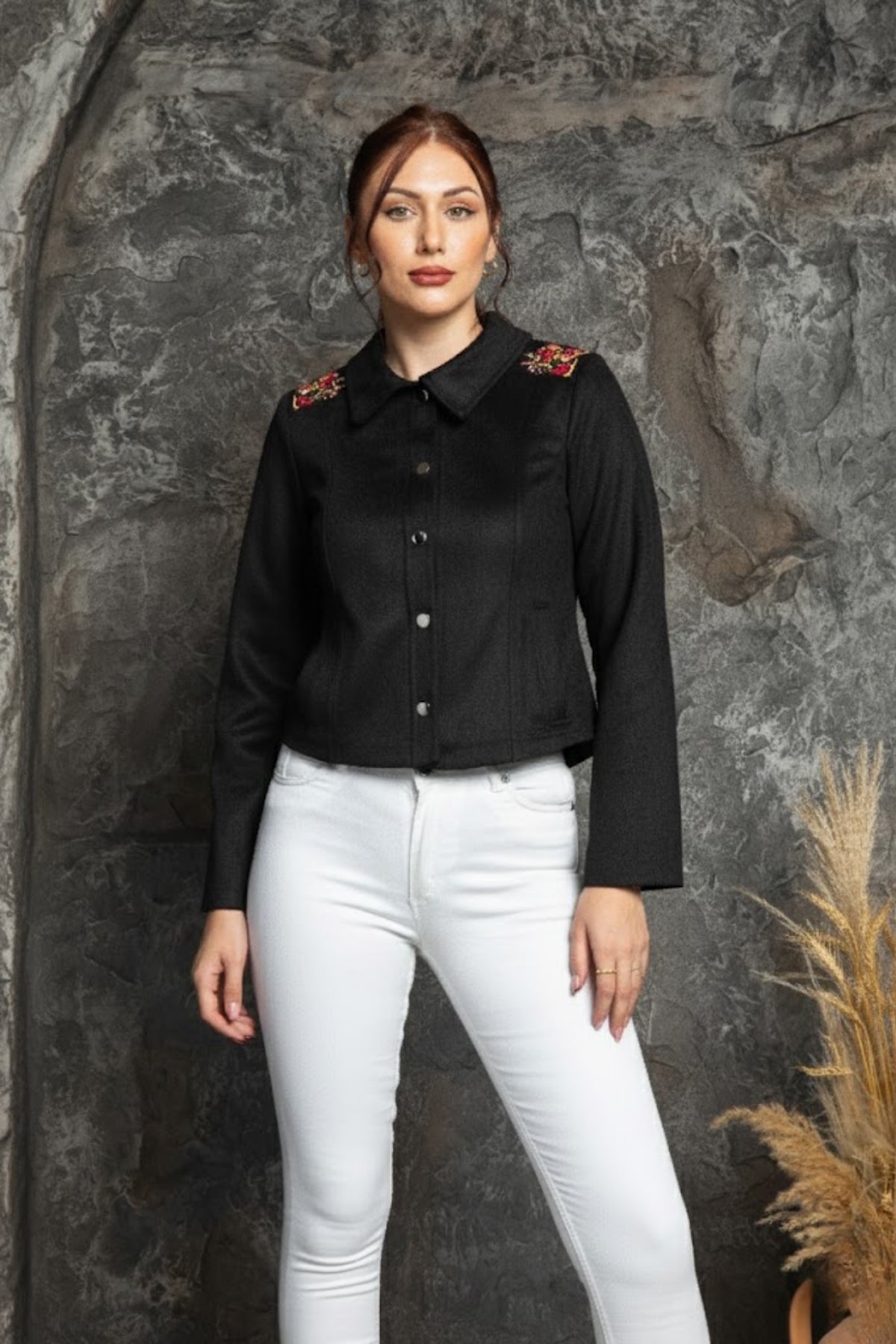 Kadın Western Süet Püsküllü Nakışlı Ceket