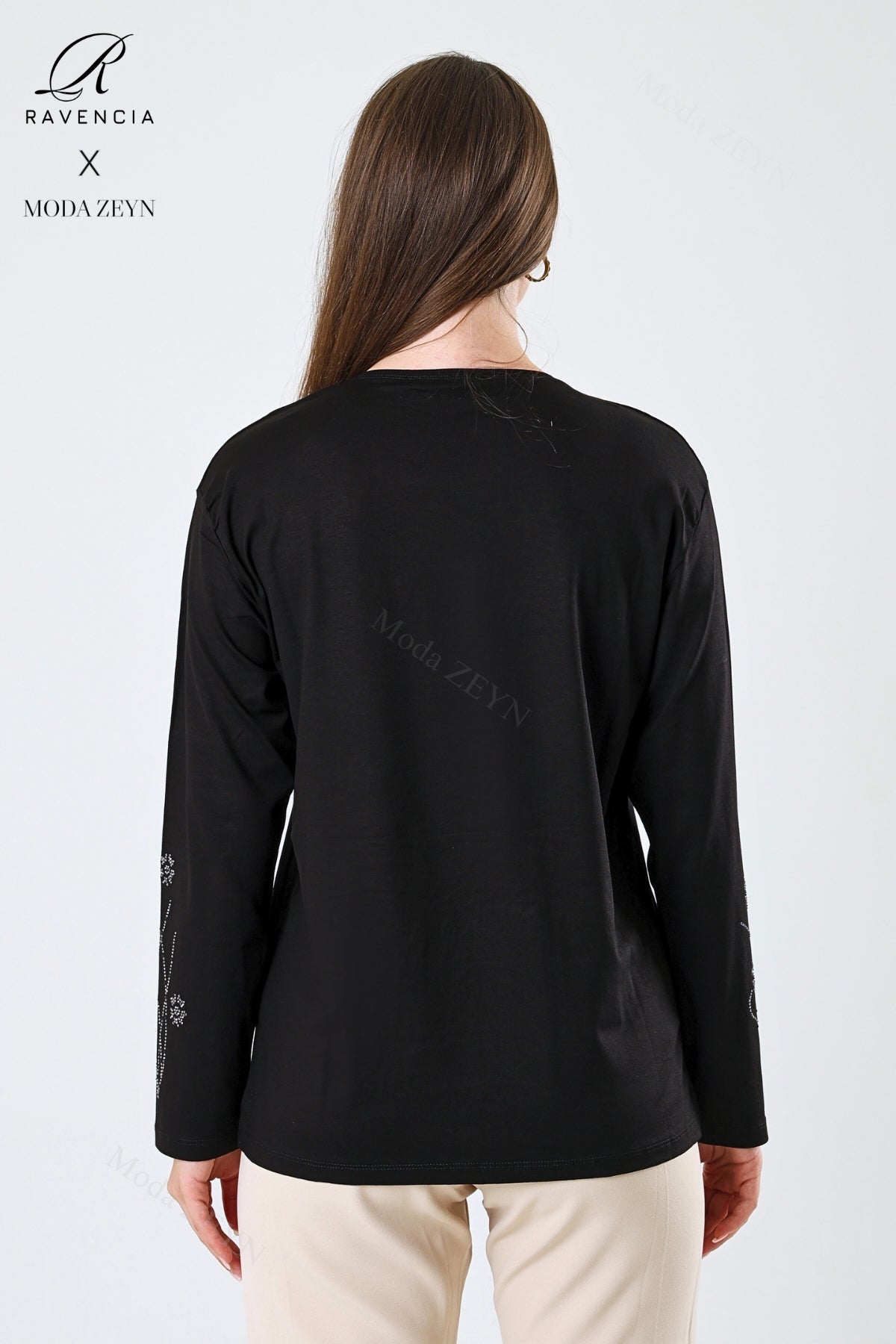 Kadın Orta Yaş Ve Üzeri Viskon Yeni Kaplama Desen Taşlı Işlemeli Likralı Zümrüt Anne Penye Bluz