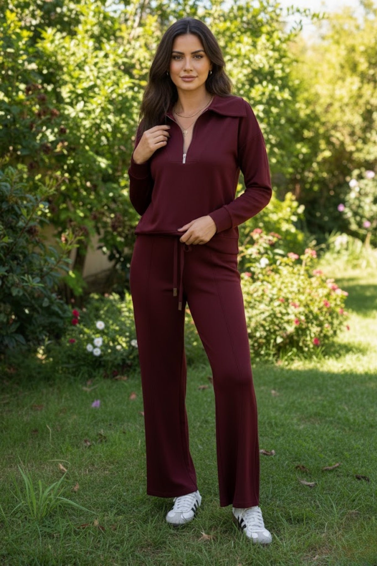 Kadın Premium Kalite Yaka Fermuarlı Eşofman Takım