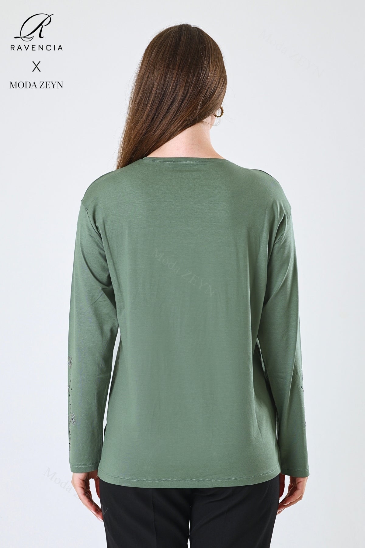 Kadın Viskon Yeni Kaplama Desen Taşlı Işlemeli Likralı Anne Penye Bluz