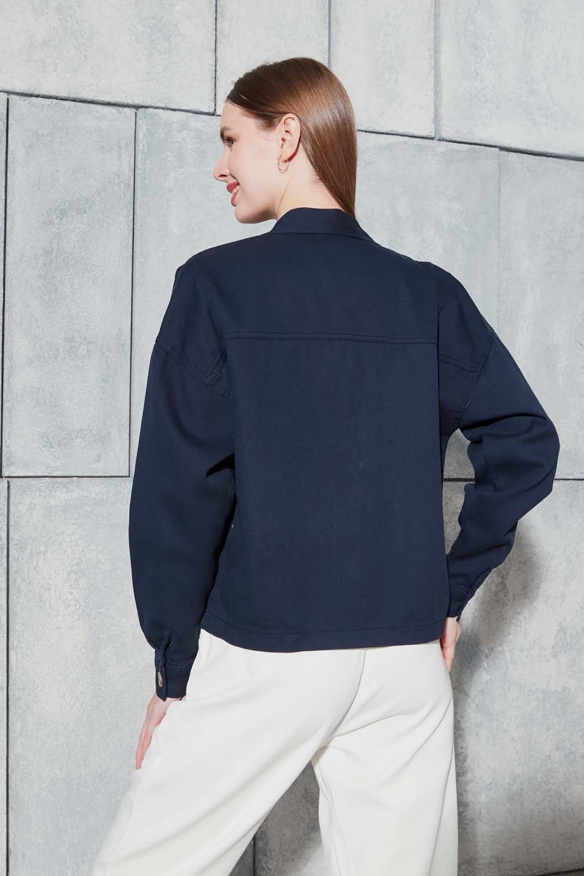 Kadın Lacivert Gabardin Ceket