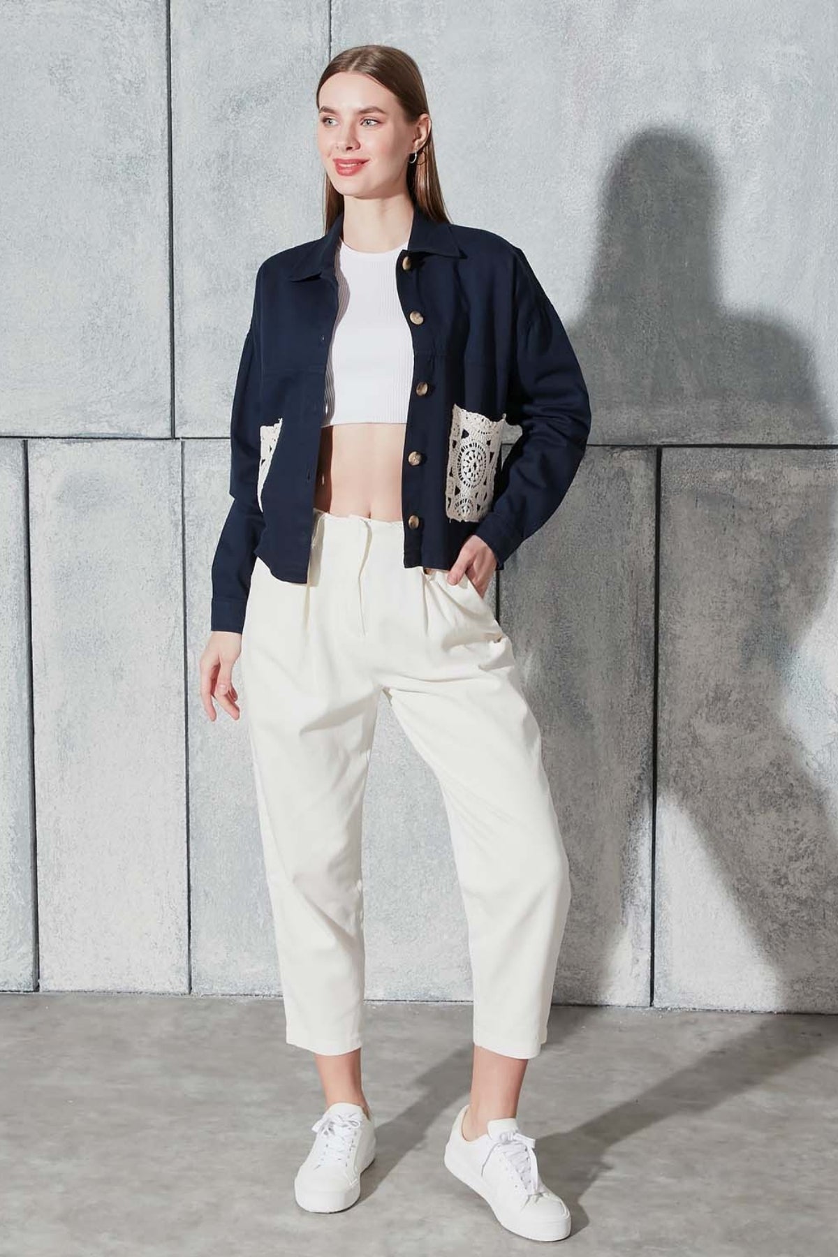 Kadın Lacivert Gabardin Ceket