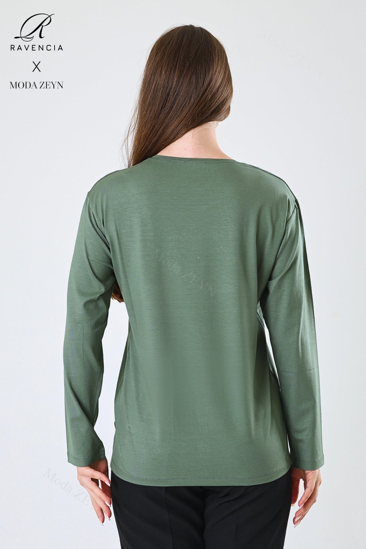 Kadın Orta Yaş Ve Üzeri Viskon Yaprak Desenli Eteği Yakası Taşlı Işlemeli Likralı Zümrüt Anne Penye