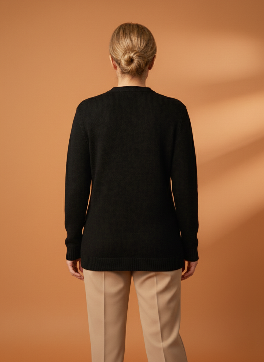 Kadın Düğmeli Anne Koyu Triko Hırka