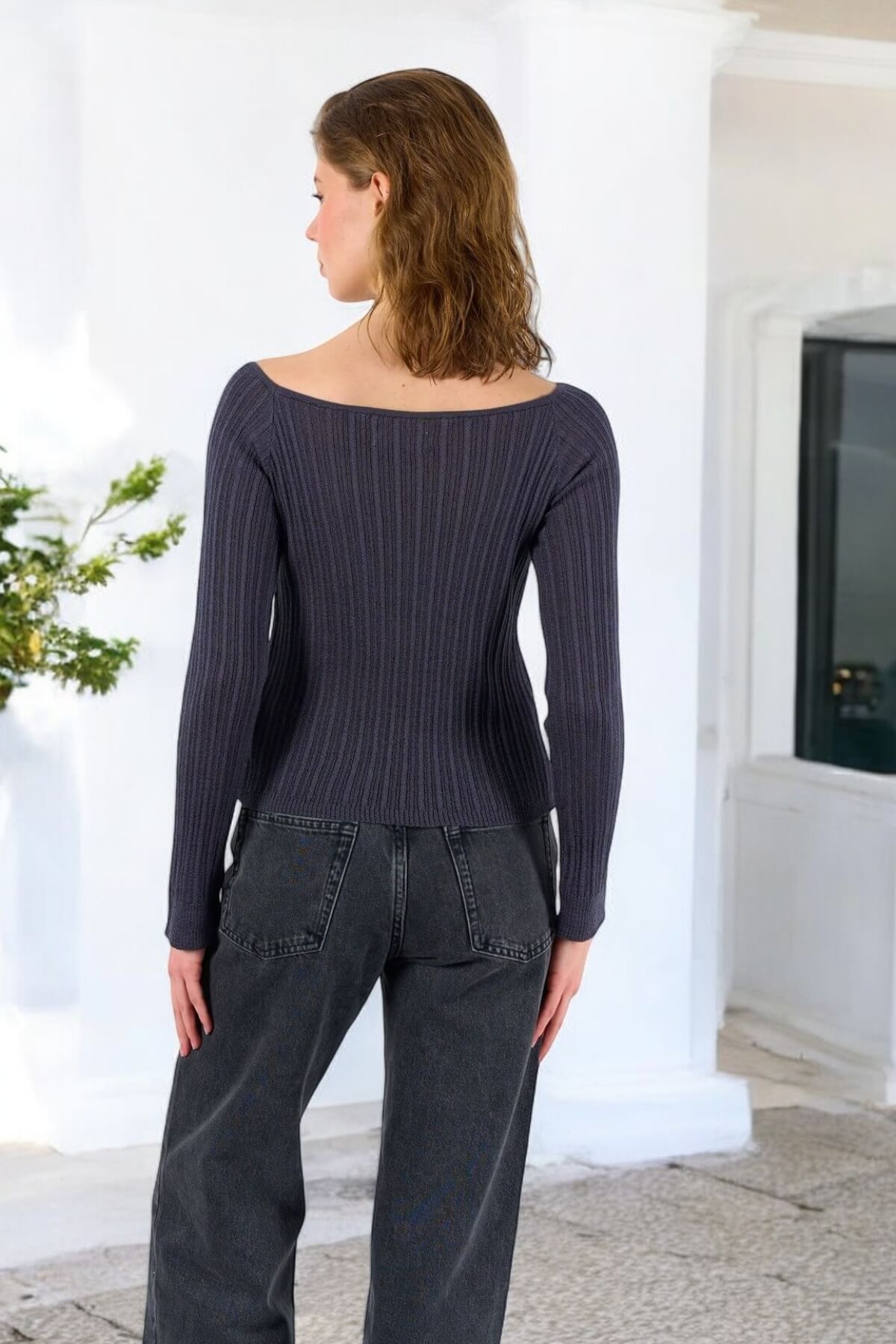 Kadın Premium Kalite Kayık Yaka Kazak