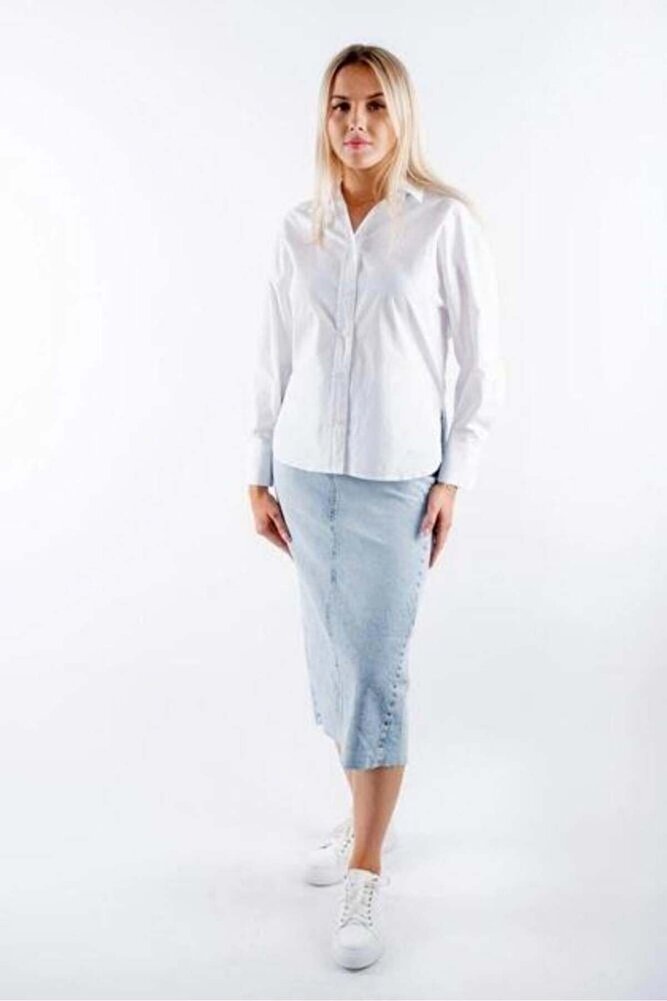 Kadın Beyaz Oversize Gömlek