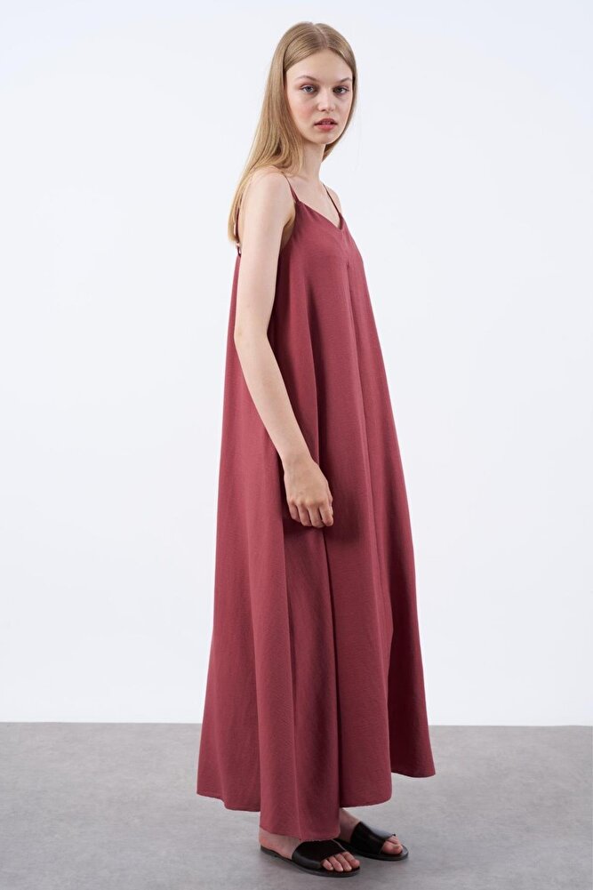 Kadın İp Askılı Uzun Elbise