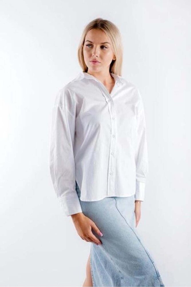 Kadın Beyaz Oversize Gömlek