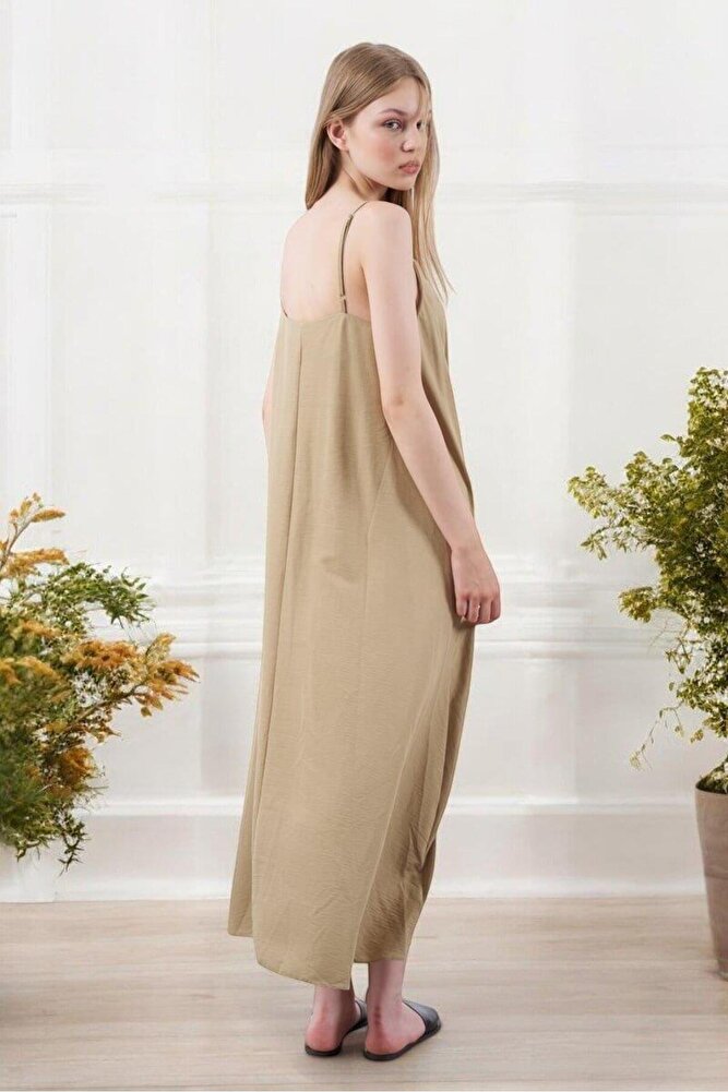 Kadın İp Askılı Uzun Elbise