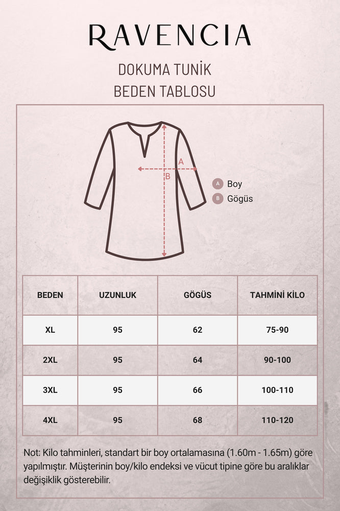 Kadın Damla Desenli Bisiklet Yaka Bağcıklı Dokuma Viskon Tunik