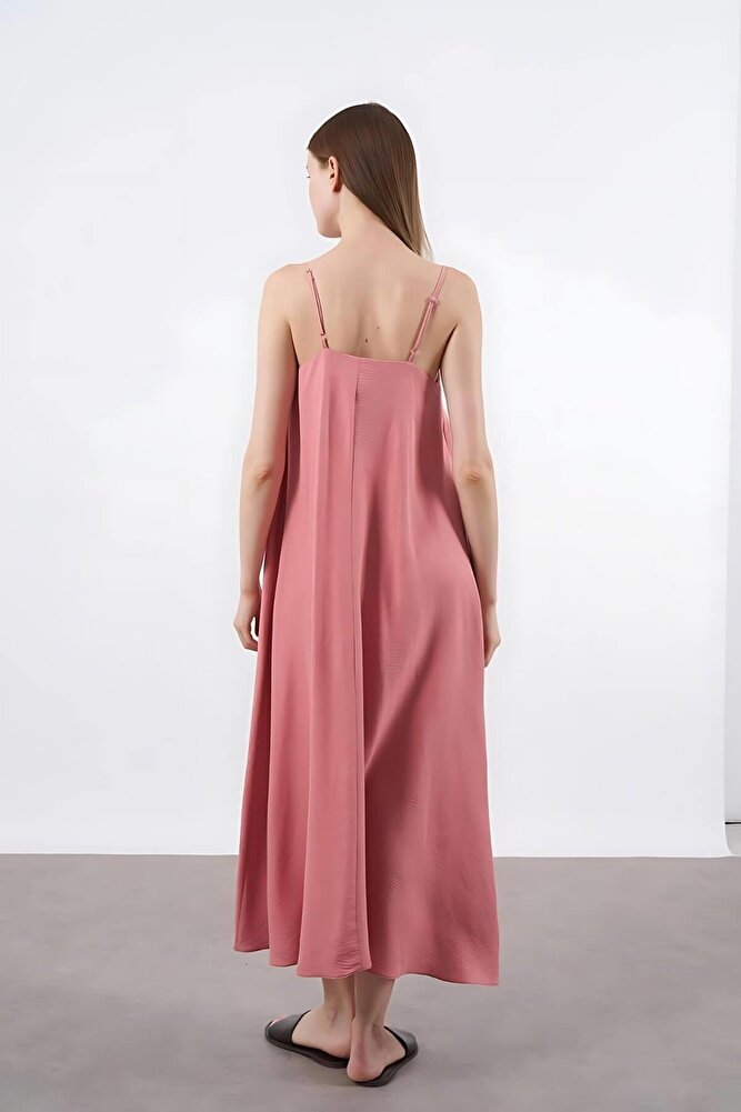 Kadın İp Askılı Uzun Elbise