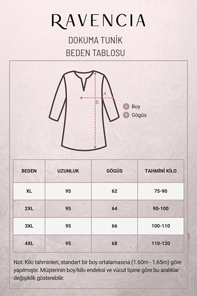 Kadın Çizgi Desenli Bisiklet Yaka Bağcıklı Dokuma Viskon Tunik