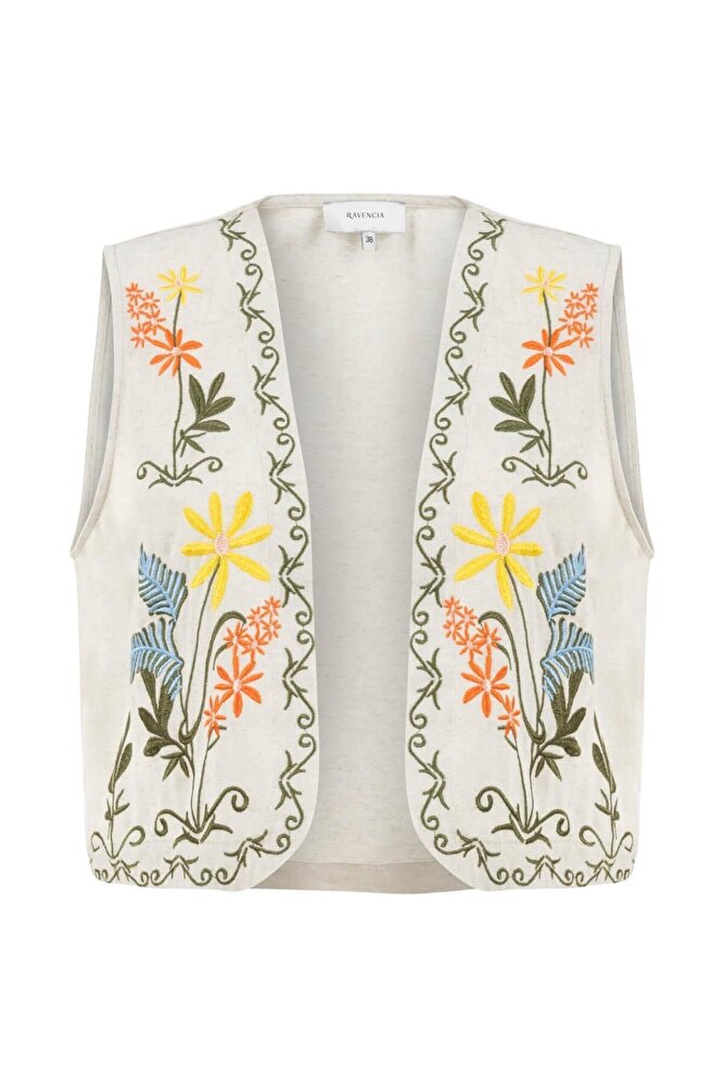 Kadın Çiçekli Nakışlı Yelek