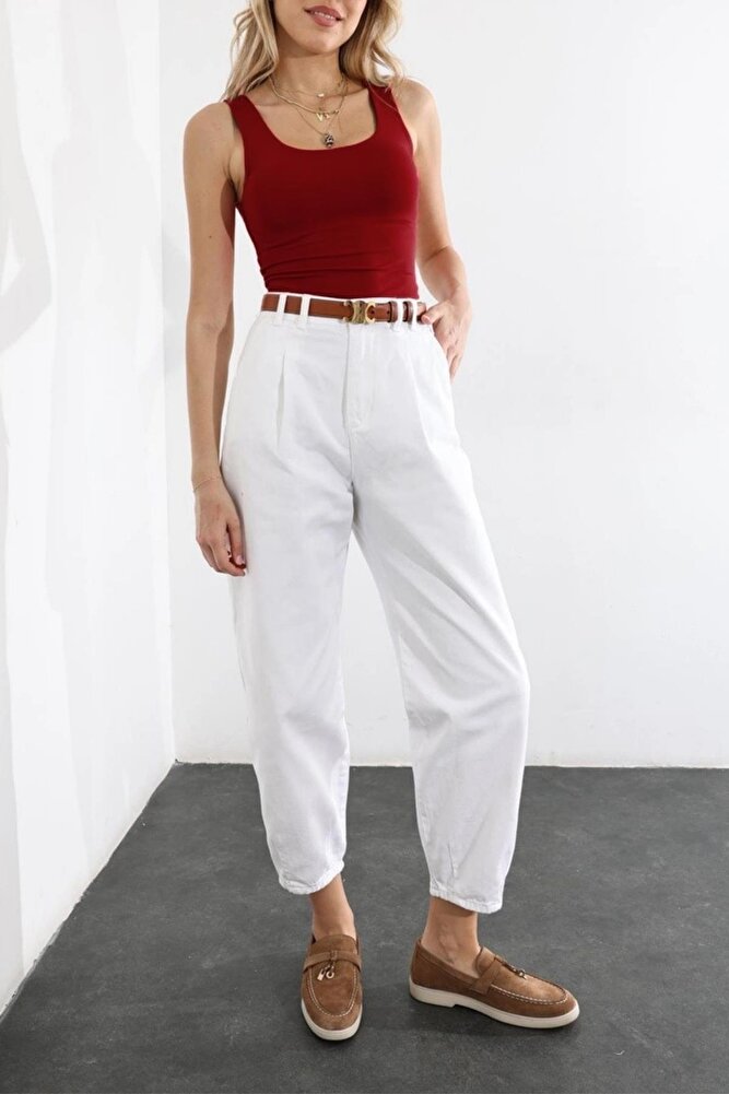 Kadın Premium Kalite Kalın Askılı Havuz Yaka Bluz