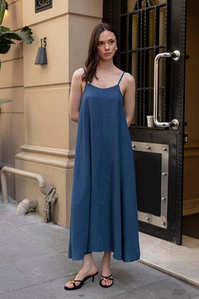 Kadın İp Askılı Uzun Elbise