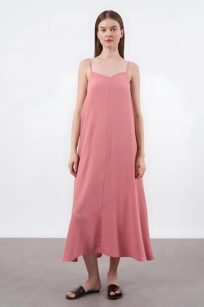 Kadın İp Askılı Uzun Elbise