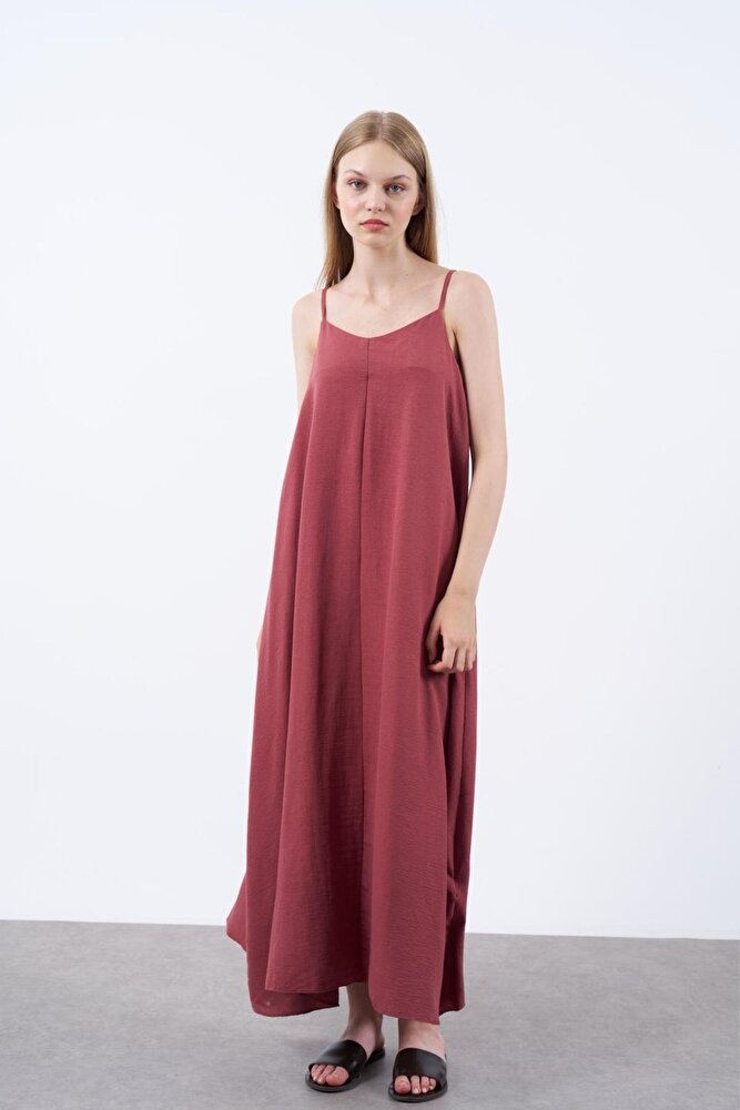 Kadın İp Askılı Uzun Elbise