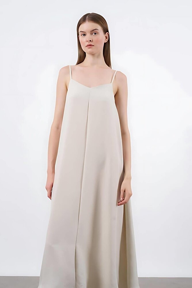 Kadın İp Askılı Uzun Elbise