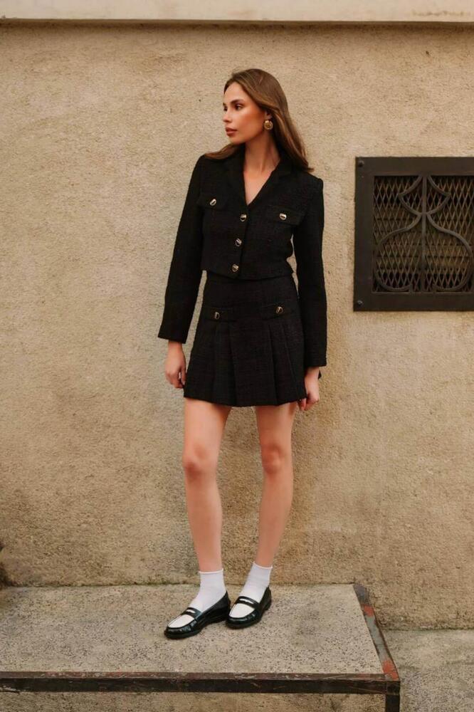 Kadın Premium Siyah Tuvit Mini Etek