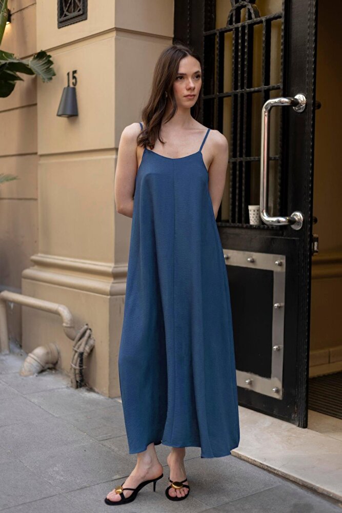 Kadın İp Askılı Uzun Elbise