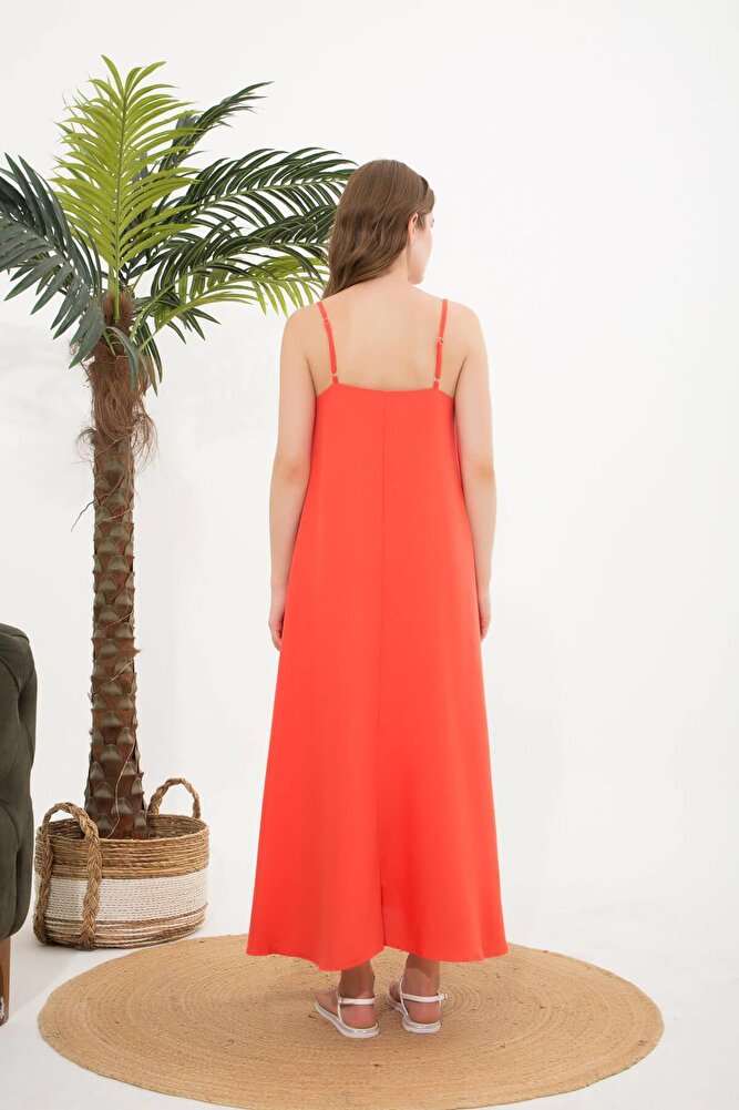 Kadın İp Askılı Uzun Elbise