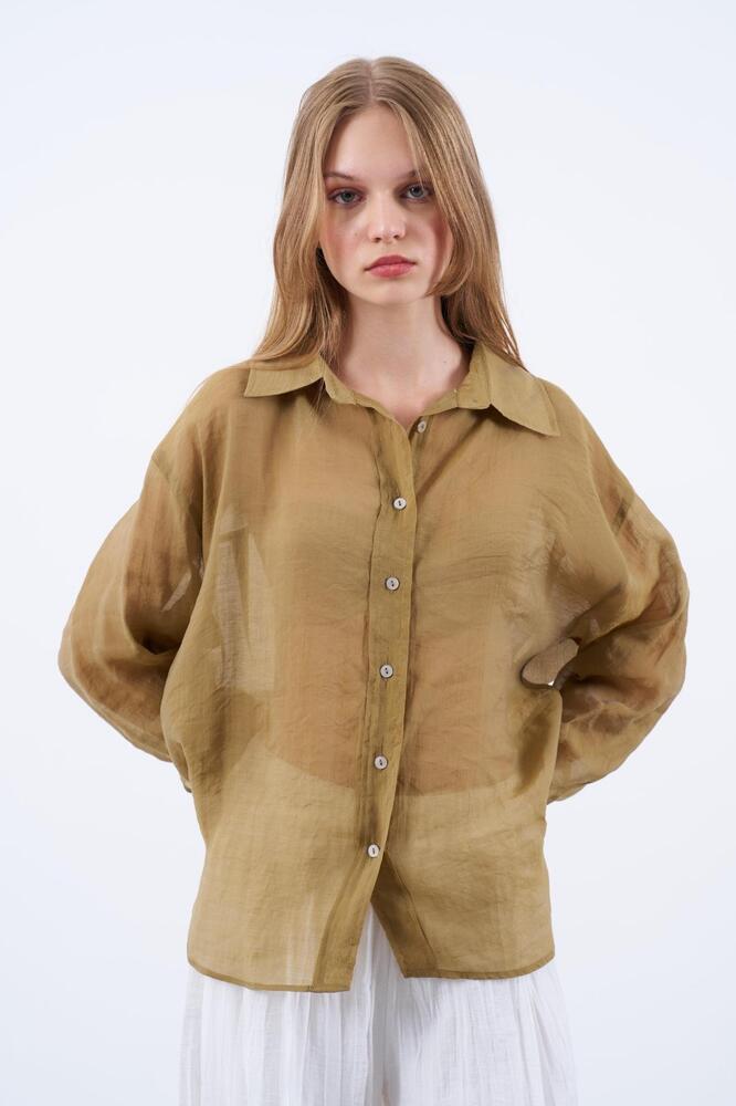 Kadın Oversize İpeksi Gömlek