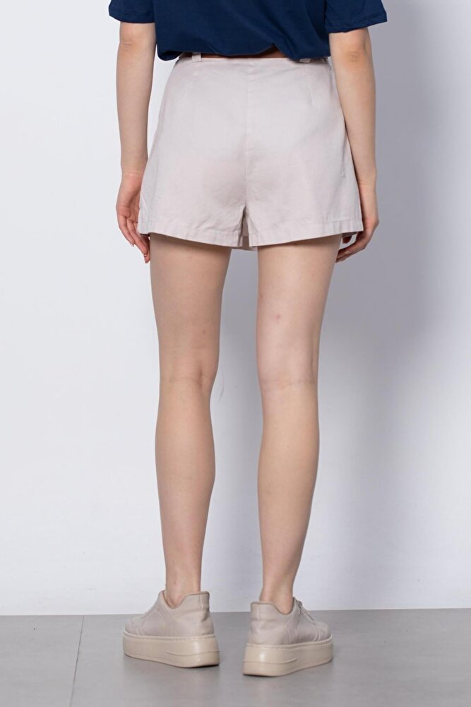 Kadın Pileli Şort Siyah Etek