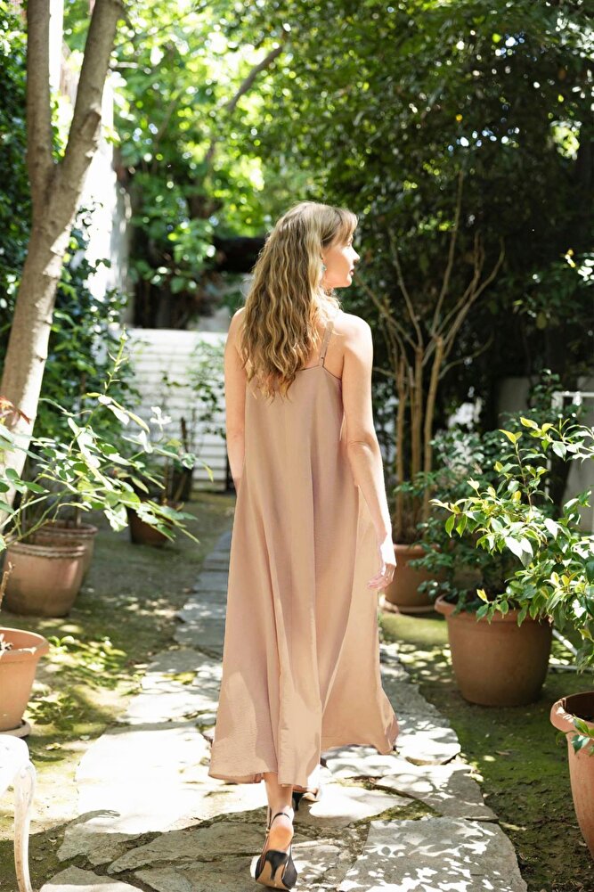 Kadın İp Askılı Uzun Elbise