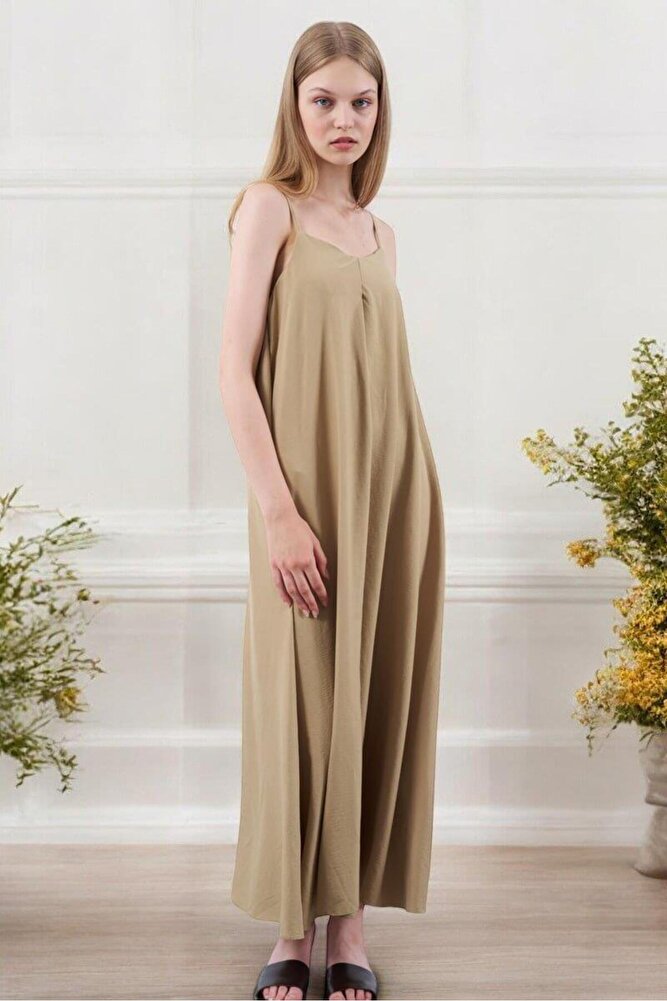 Kadın İp Askılı Uzun Elbise