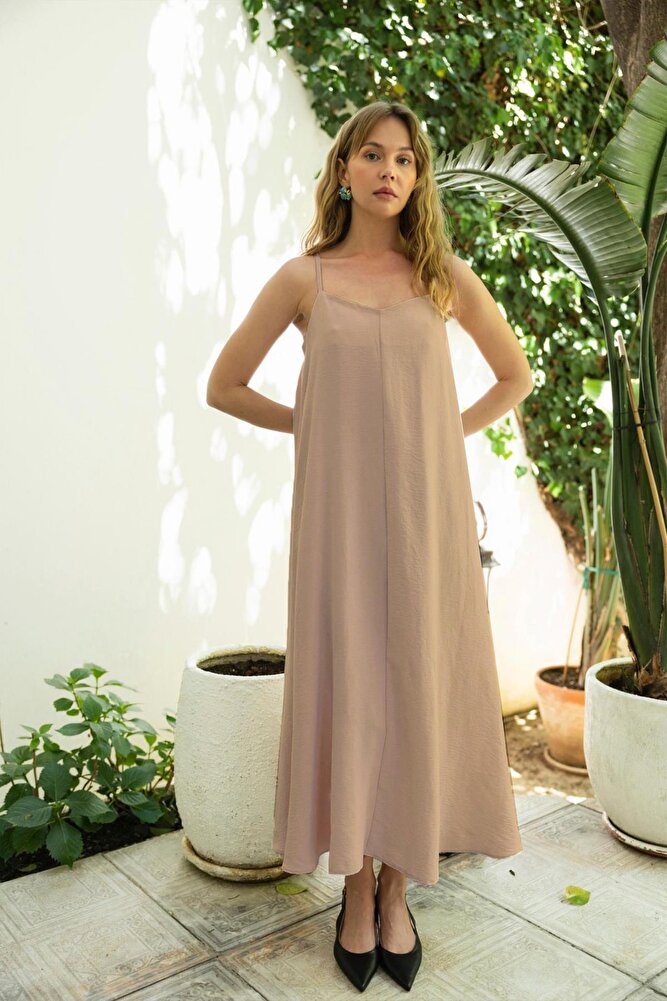 Kadın İp Askılı Uzun Elbise