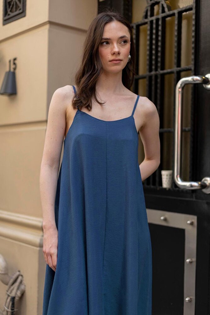 Kadın İp Askılı Uzun Elbise