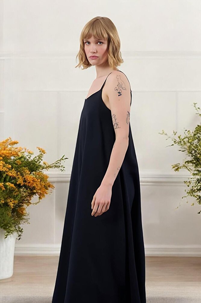 Kadın İp Askılı Uzun Elbise