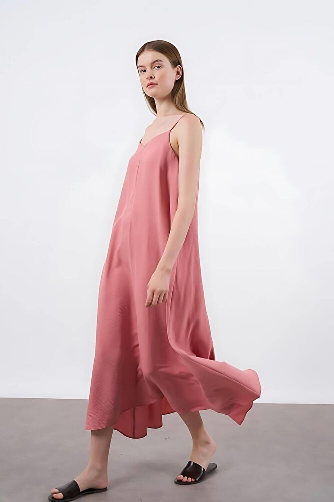 Kadın İp Askılı Uzun Elbise