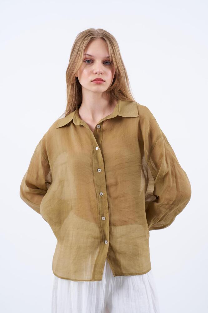 Kadın Oversize İpeksi Gömlek