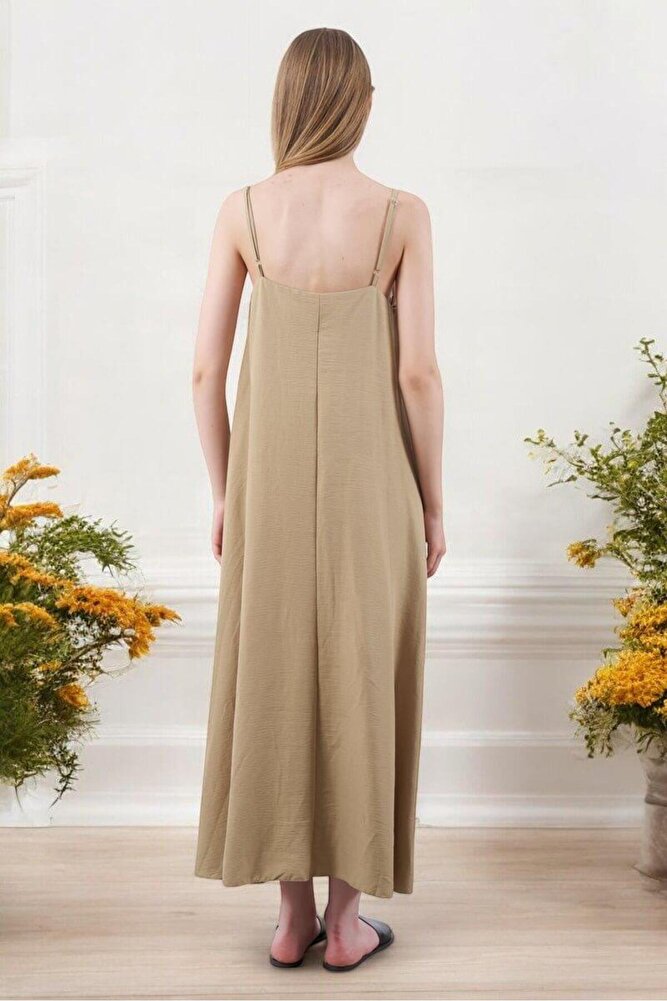 Kadın İp Askılı Uzun Elbise
