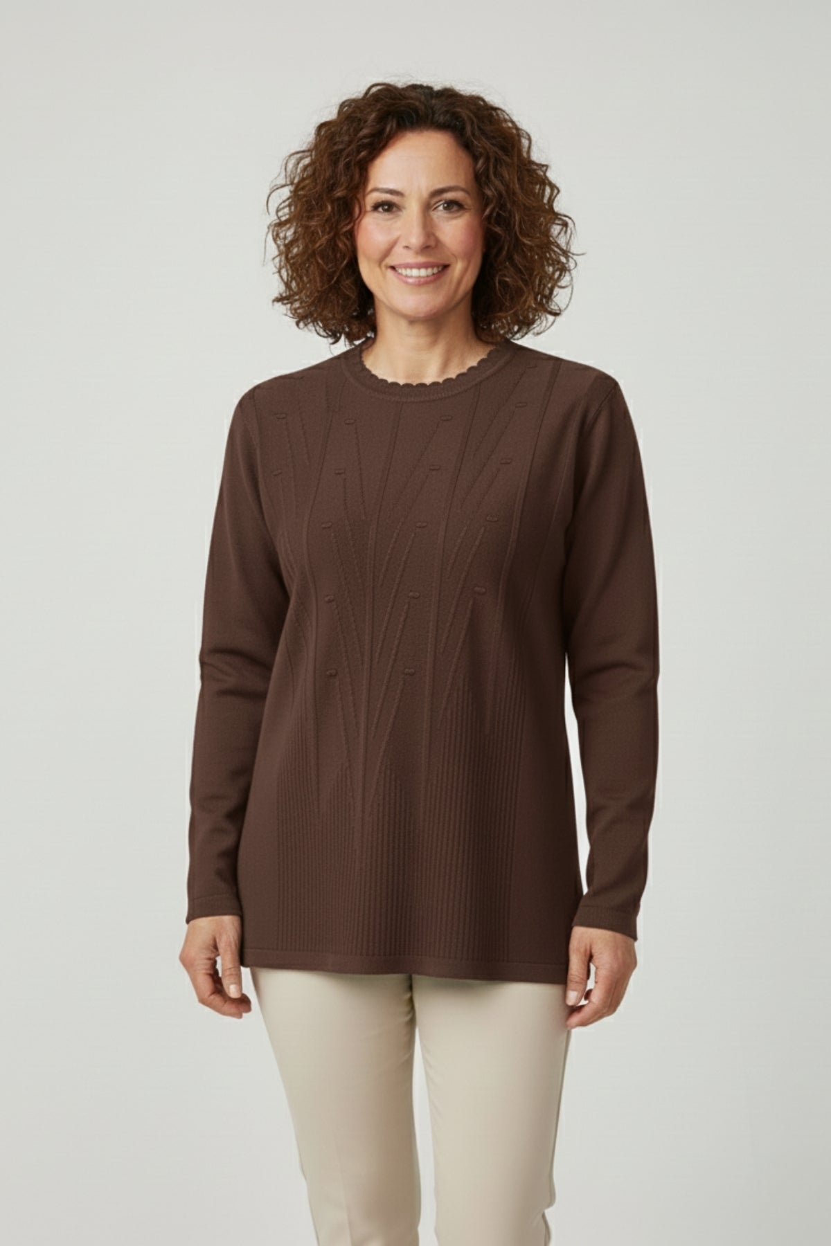 Kadın Triko Mevsimlik Soğuk İplik Bisiklet Yaka Genç Anne Kazak