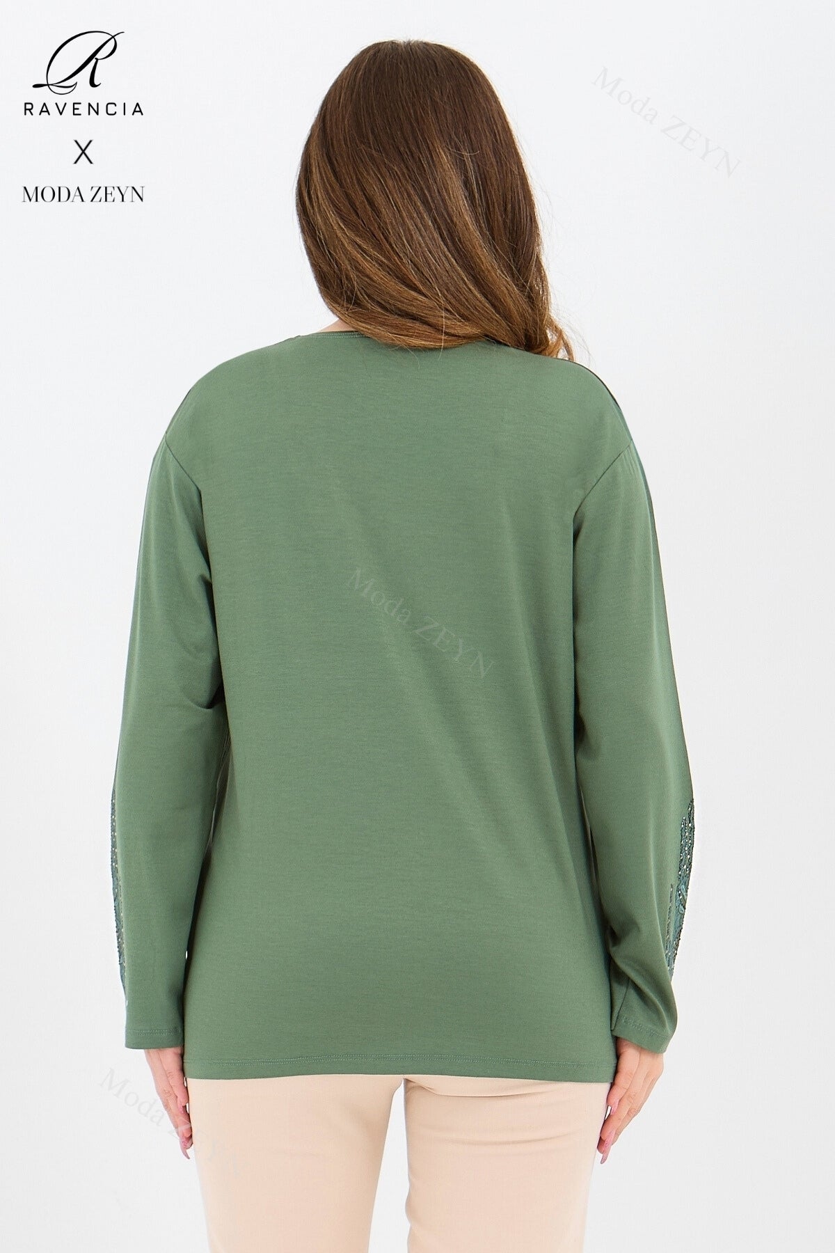 Kadın Orta Yaş Ve Üzeri Viskon Madolyon Desen Taşlı Işlemeli Likralı Anne Penye Bluz