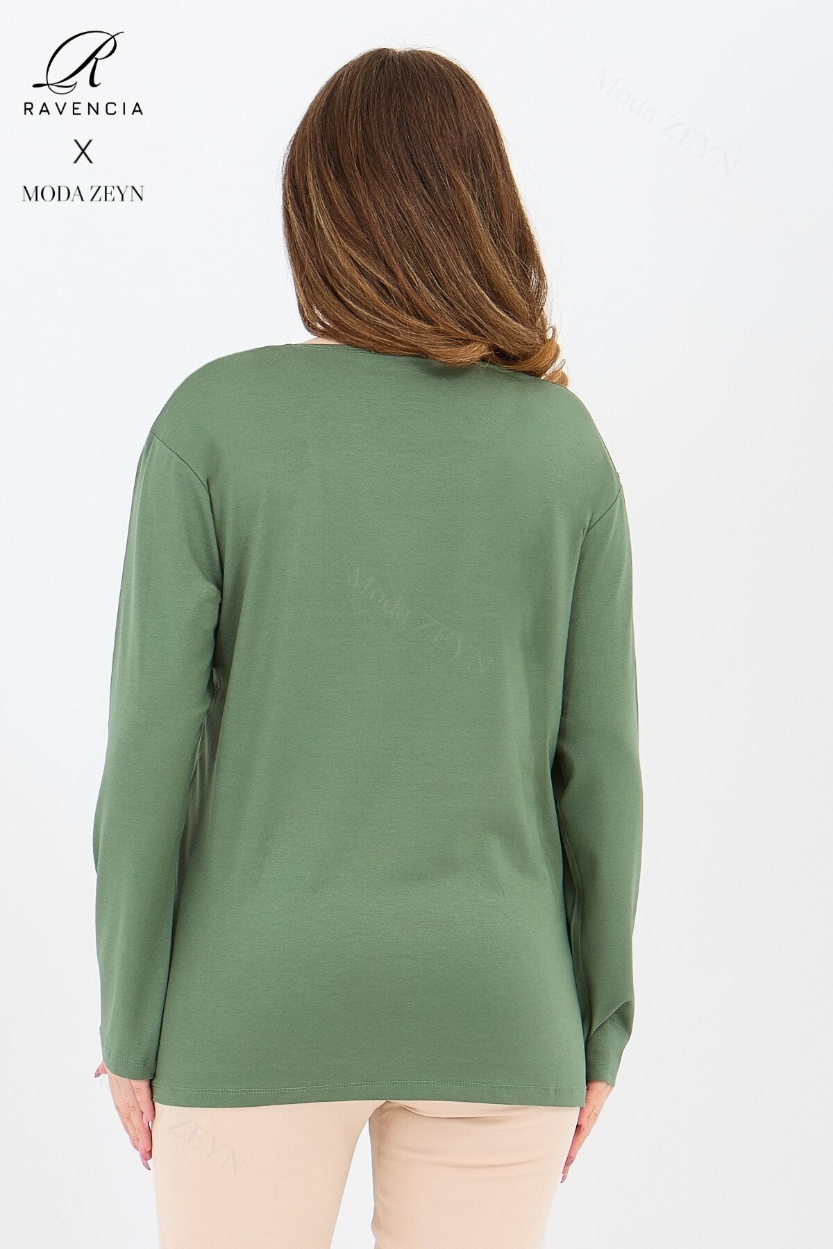 Kadın Viskon Renkli Yaprak Desen Taşlı İşlemeli Likralı Anne Penye Bluz