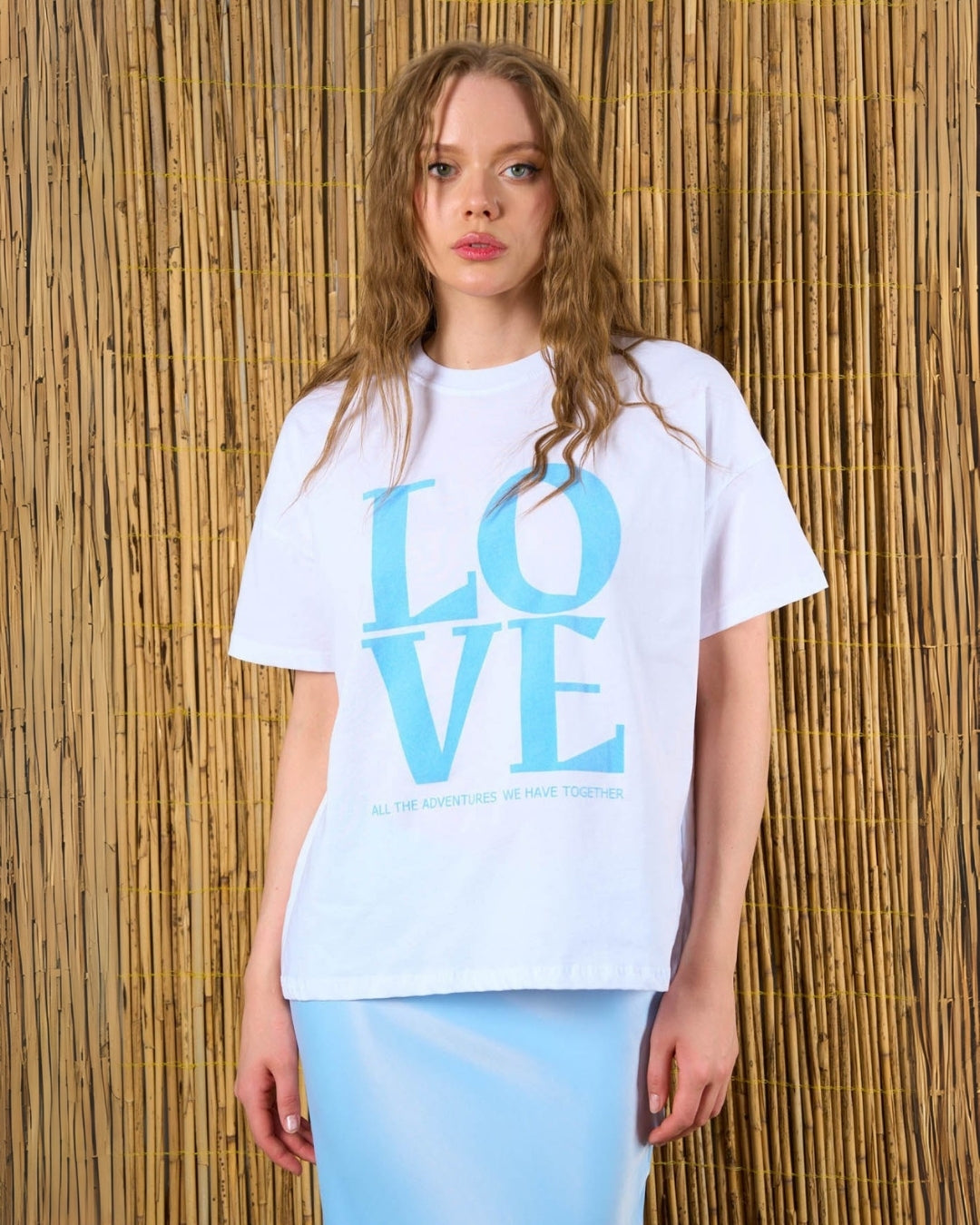 Kadın Love Baskılı %100 Pamuk Oversize T-Shirt
