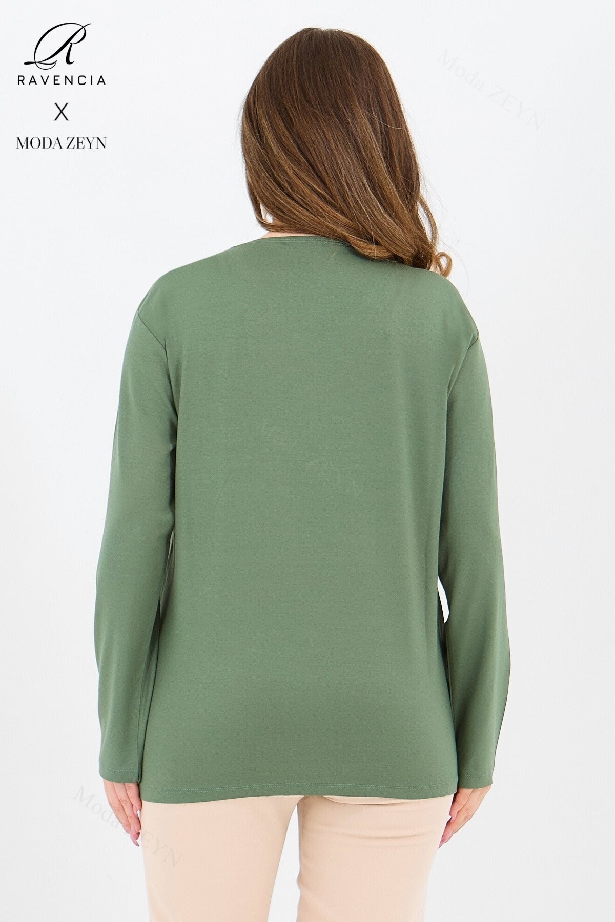 Kadın Orta Yaş Ve Üzeri Viskon Yaka Etek Taşlı Işlemeli Likralı Koyu Kahverengi Anne Penye Bluz