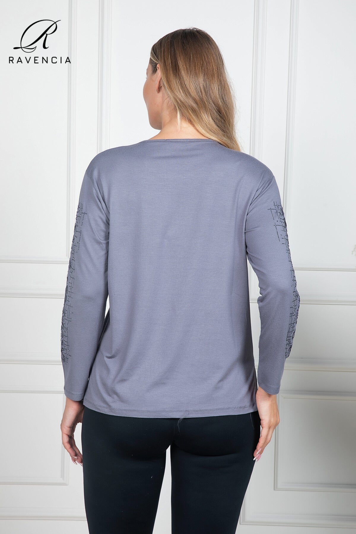 Kadın Orta Yaş Ve Üzeri Viskon Kumaş Çiçek Desenli Taşlı Işlemeli Likralı Bordo Anne Penye Bluz