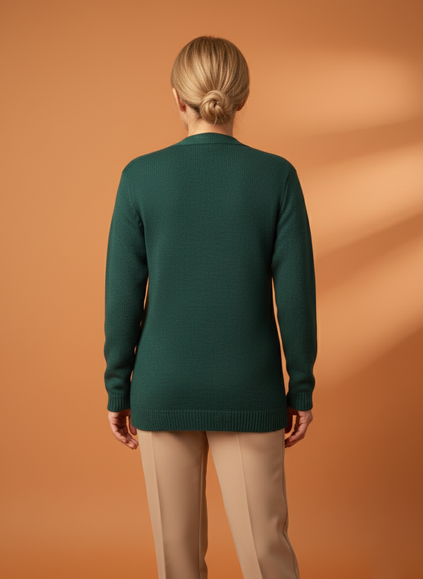 Kadın Düğmeli Anne Koyu Triko Hırka